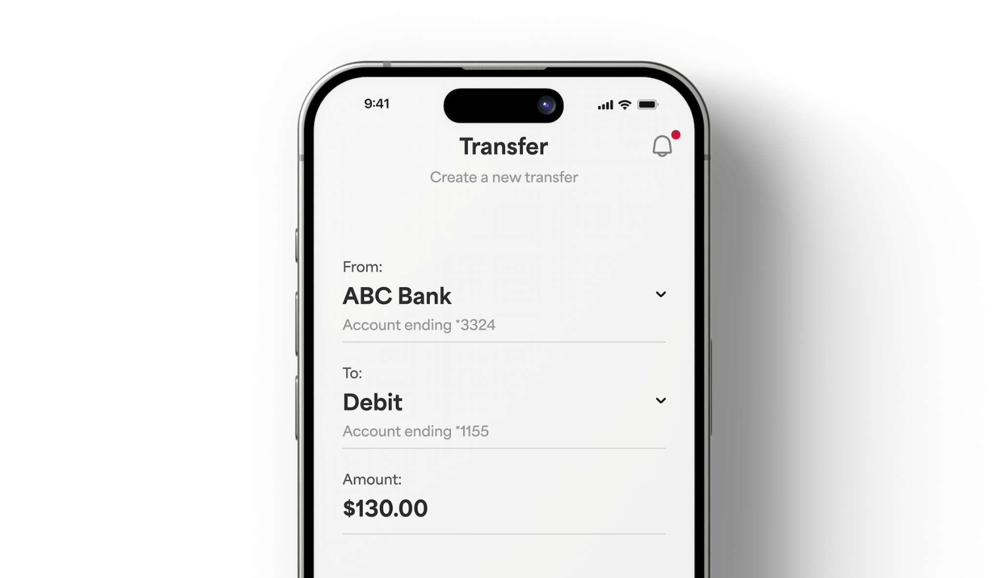 Transfer screen of the Netspend app displayed on an iPhone