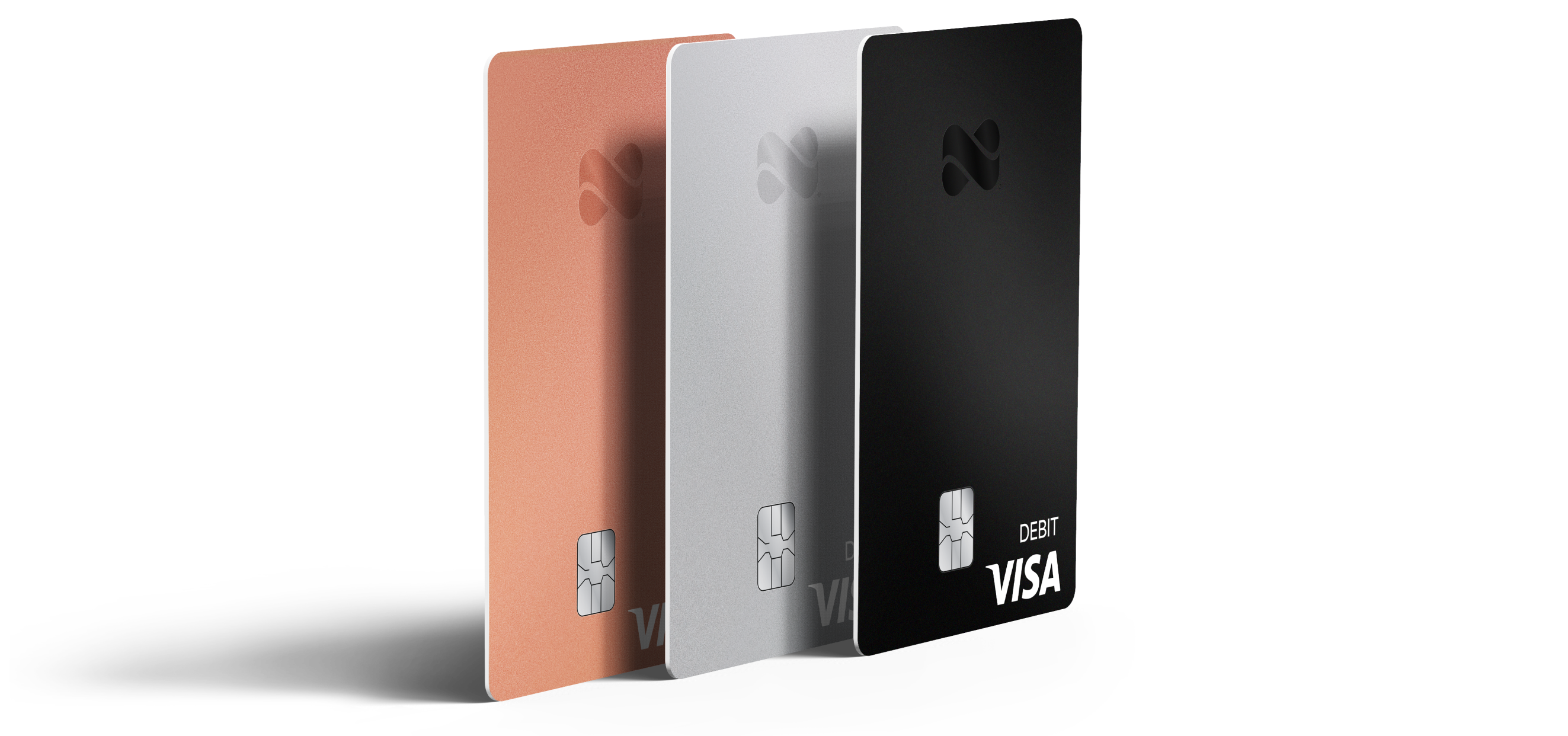 Netspend Debit Card in black, silver, and rose gold