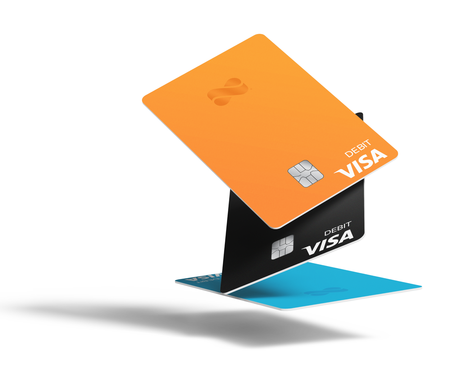 Netspend's orange, black, and blue Visa Prepaid Cards