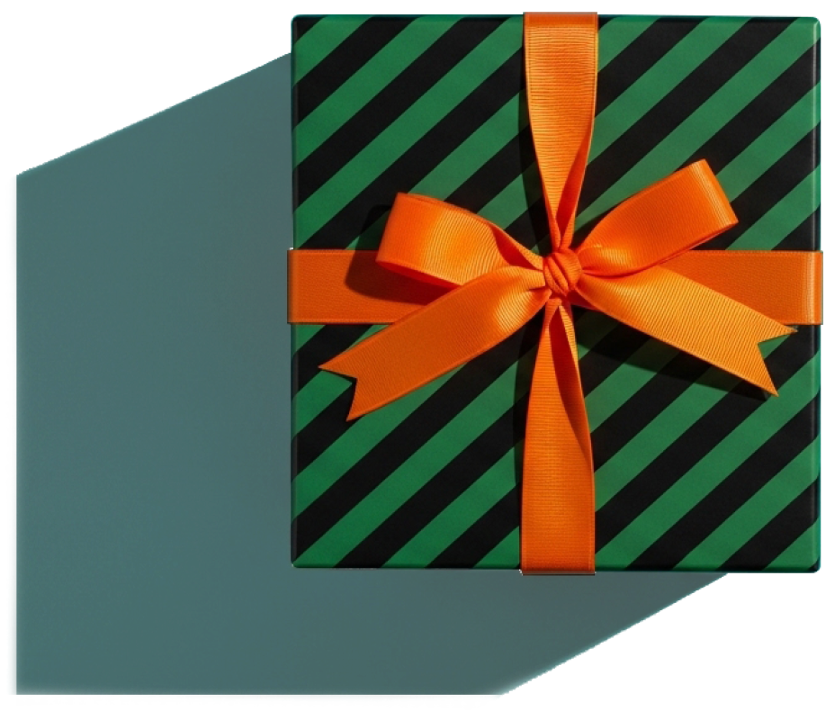 Wrapped present with a bow