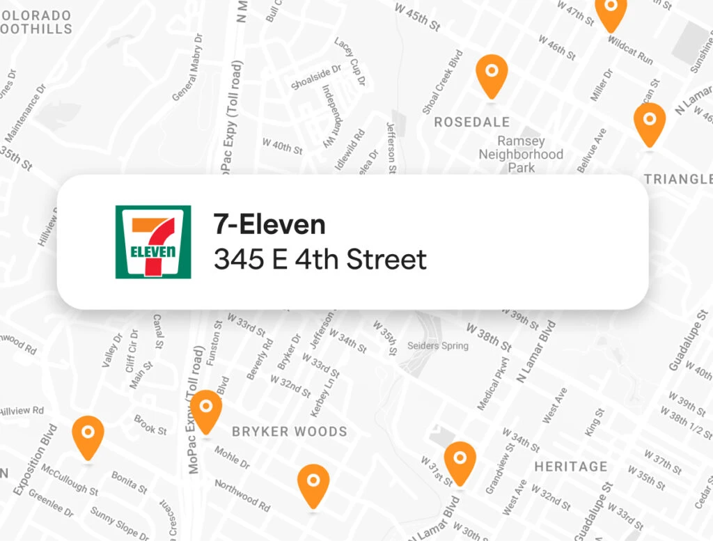 Reload location map showing a 7-Eleven location