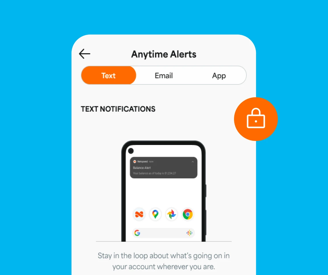 Change Anytime Alert notification settings to be through text, email, or the app.