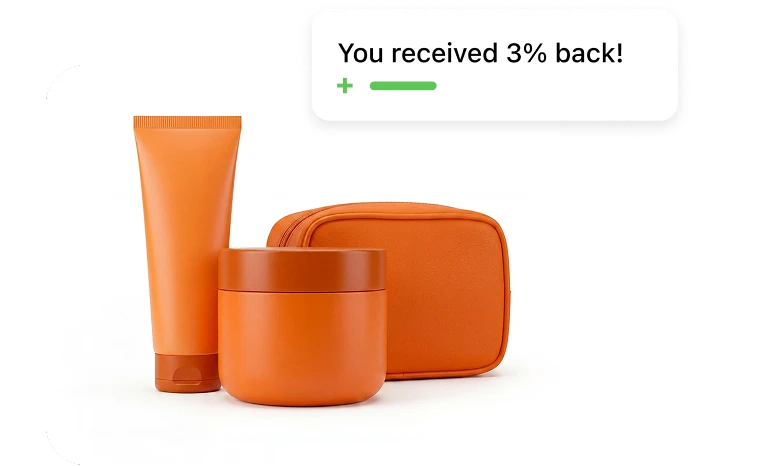 Receive 3% cash back on merchandise